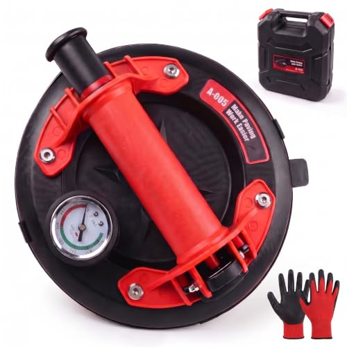 Ventosa a vuoto con indicatore di pressione, capacità di carico di 200 kg, base in gomma da 20 cm per lastre di vetro e piastrelle (A)