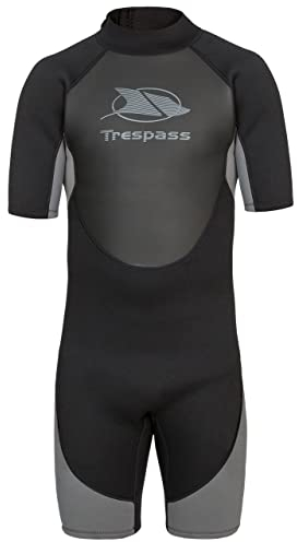 Trespass Scuba, Black, S, Kurzer 3mm-Neoprenanzug mit 7mm-Reißverschluss für Herren, Small, Schwarz