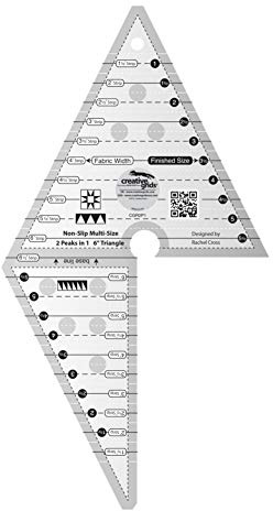 Creative Grids 2 Peaks in 1 Multi-size Triangle Quilting Ruler (CGR2P1) Up to 6-Inch Finished Size by Creative Grids USA
