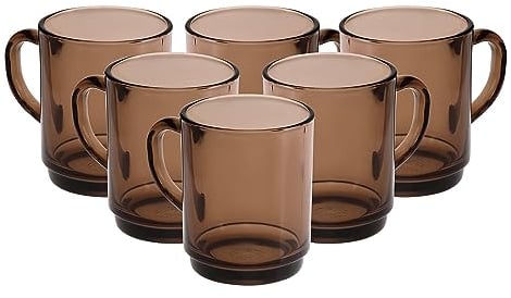 Duralex Versailles-Taza ahumada (26 cl), Vidrio Templado, marrón, 6 Unidad (Paquete de 1)