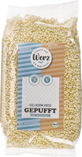 Werz Vollkorn-Hirse gepufft ungesüßt, glutenfrei, 10er Pack (10x 125 g Beutel) - Bio