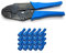ARLI Crimpzange + 50x Flachsteckhülsen 6,3 x 0,8 mm Blau 1,5-2,5 mm Elektrische Flachsteckhülse Flachstecker Hülse Stecker Verbinder Quetstecker Hülsen Crimp Zange Set kfz Steckverbinder crimpen
