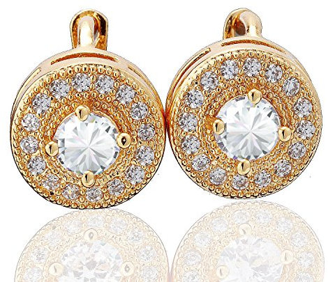Gemini Ohrstecker (Gold, 18K), Kristall Stein mit attraktiven Glitzer & Strass Elementen, Luxus Design, Herzform, für jeden Anlass, beliebt bei Girls & Damen, 1,2 cm Weite