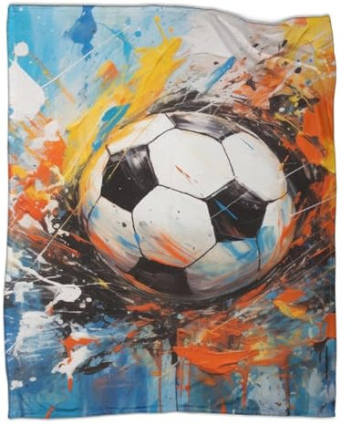 GerRit Fútbol 3D Impresas Manta Animados One Piece Mantas ParaCama Suave- Manta Pelo De Microfibra Transpirable Hipoalérgica Impreso Manta De Felpa Impresa para Cama Sofá 50x60inch(127x152cm)