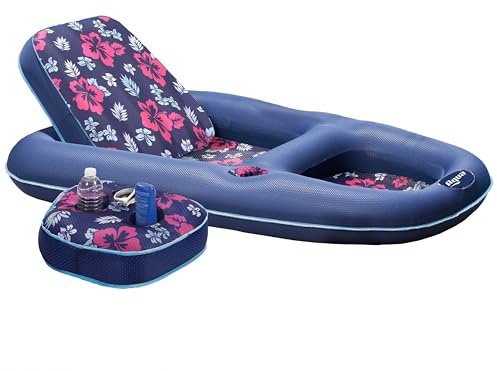 Aqua Campania Ultimate 2-in-1 Pool Float Lounge – Extra Large – Inflatable Pool Floats for Adults with Adjustable Backrest & Cupholder Caddy – Multiple Colors/Styles