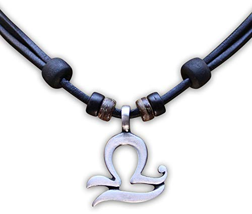 HANA LIMA 1 von 12 Sternzeichen Tierkreiszeichen an verstellbarer Halskette Horoskop Horoscope Lederkette Surferkette G - WAAGE (Libra) / 24. September - 23. Oktober