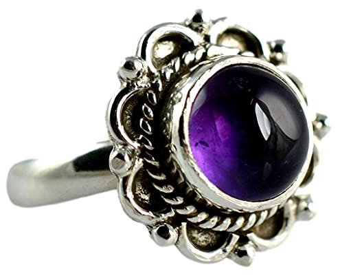 Navya Craft Silberring mit Amethyst-Stein, 925er Sterlingsilber, handgefertigter Statement-Versprechensring für Frauen, natürlicher Edelstein-Boho-Schmuck, Geburtsstein für Februar, Geschenk für Sie
