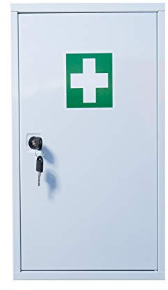 Lüllmann Stahl Verbandschrank Erste Hilfe Kasten 46x30x14cm Medizinschrank Verbandschrank abschließbar leer 620220