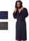 Morgenstern Waffelpique Bademantel Herren in Marine wadenlang Männer Morgenmantel mit Kapuze Größe XXXL Hausmantel Duschmantel bienenwabe darkblue