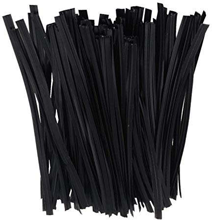 Faconet® 100 Stück Twist Ties Twistband Abschnitte in verschiedenen Längen und Farben verfügbar Kabelbinder Tütenverschluss Beutelverschluss, Bindedraht Kunststoff mit Drahteinlage (150 MM, Schwarz)