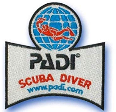 Padi Aufnäher, Motiv: Taucher, 8,9 cm, bestickt, zum Aufnähen oder Aufbügeln, Emblem, Souvenir