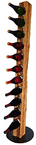 Wood & Wishes – Rustikaler Weinständer, Weinregal, Weinhalter aus Massivholz; gefertigt in Handarbeit für 11 Flaschen Wein; Höhe 158 cm Ø 34 cm; Treibholzoptik; Landhausstil; dekoratives Unikat