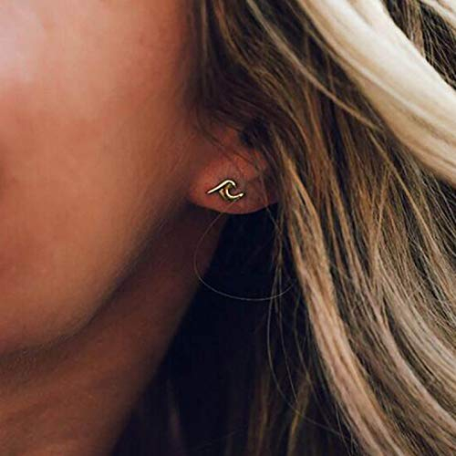 TseenYi Mini-Wellen-Ohrstecker, Ozeanwellen-Ohrringe, personalisierbar, Strand-Ohrringe, Schmuck für Frauen und Mädchen (Gold)