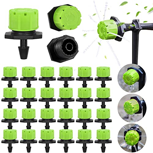 EBANKU 400 Piezas Goteros de Riego Ajustables con Micro Gota, 1/4 Inch Aspersores de Riego AutomáTico, Ajustable JardineríA Flujo de Cabeza de Goteo (Verde)