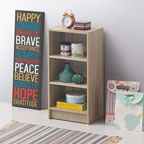 Timber Art Design UK 3 Tier Bookcase Storage Open Floor Mount Industrial Rack Display Shelving Organiser Cubes Unit For Living Room, Office, Study Room Furniture, Sonoma Oak - W40 x H80 x D30cm