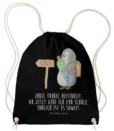 Mr. & Mrs. Panda gym tasche Pinguin Schultüte - Geschenk, Sportbeutel, Schulranzen, Erster Schultag, Zur Einschulung, wander rucksack, Schulanfänger, Baumwolltasche, Stoffbeutel, Turnbeutel