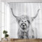 YCDtop Duschvorhang Shower Curtain Lustige Graue Hochlandrinder Duschvorhänge Rustikale Farm Animal Windmühle Moderne Wohnkultur Badezimmervorhänge Sets Polyestergewebe