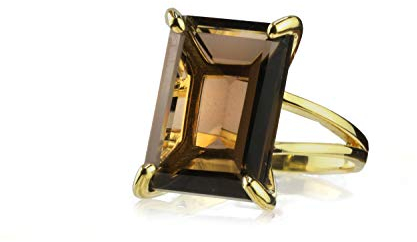 Anemone Schmuck 14K Gold Rauchquarz Ring - Klassische Aussage Goldring für Besondere Anlässe - Raffinesse Kommt im Form von 13x18mm Wow Ring - Handgemachte