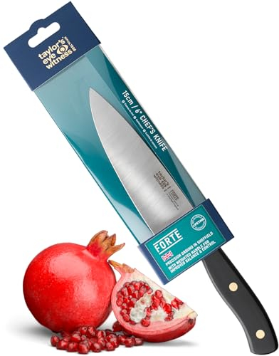 Taylors Eye Witness Made in England Forte Range Small Cooks Knife - 15cm|6in High Carbon Stainless Steel Razor Sharp, Full Tang Blade. Hard Wearing, Hand Finished, Triple Brass Rivet Handle