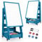 Maxmass Kids Wooden Art Easel, Magnetic Double Sided Easel with 4 Lockable Wheels, 2 Dry-Erase Markers & 6 Magnets, Height Adjustable Toddlers Drawing Board for Age 3 Years+ (Navy)