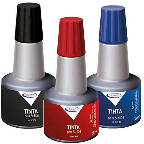 JP-JORPAY Tinta para Sellos - Tampón Tinta Sello - Distintos Colores - Rojo- Azul - Negro -Recambio de Tinta - 2 Botellas de 30 ml (Azul)
