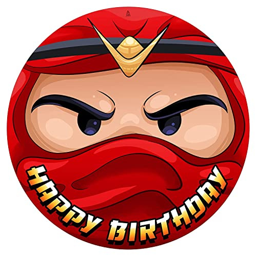 J&M DECO Tortenaufleger Ninja – essbare Kuchendeko Ø 20 cm – Tortenbild für Jungengeburtstag mit Action-Motiv – Tortendeko aus Zuckerpapier – gebrauchsfertig