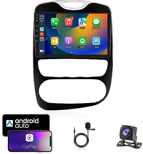 Android Car Stereo for For Renault CLIO S.A 2013-2018 with Wireless Carplay, Rimoody 10.1 Inch Touch Screen Car Radio with GPS Navigation Bluetooth FM RDS HiFi WiFi Android Auto Backup Camera