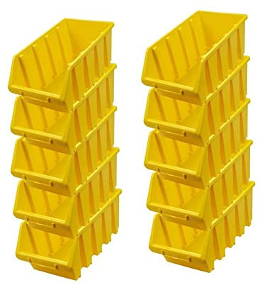 PROREGAL SuperSparSet 10x Sichtlagerbox 4 | HxBxT 15,5x20,4x34cm | Gelb | Sichtlagerbehälter Sichtlagerkasten Sichtlagerkastensortiment Sortierbehälter Stapelbehälter