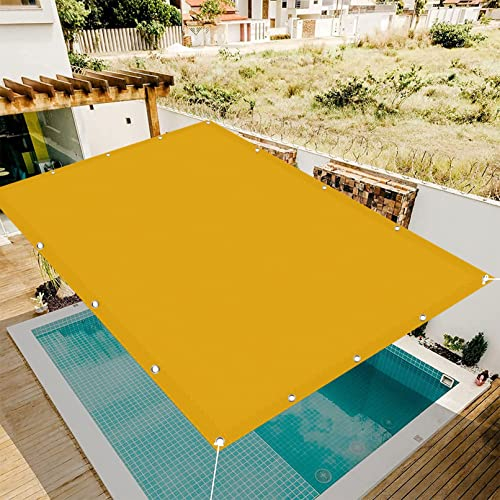 Sonnensegel Balkon Rechteckig 5 x 10 m Sonnenschutz Netz Balkonverkleidung Sichtschutz inkl Befestigungsseile für Patio Hinterhof Rasengarten, Gelb