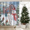 APROPHIC Set di Tende da Doccia Con Pupazzo di Neve Natalizio per Bagno, Decorazione, Natale, Fattoria, Vacanza, Inverno, Tessuto Impermeabile, Set di Tende da Doccia con 12 Ganci, 182x182cm