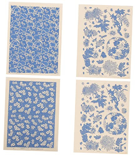 EXCEART 4 Blätter Aufkleber Aus Verbrannter Keramik Unterglasur-transfers Für Töpferwaren Blumentransfer Aus Keramik Dekoratives Florale Transferblätter Blumendekor Wasserdicht Papier Ton