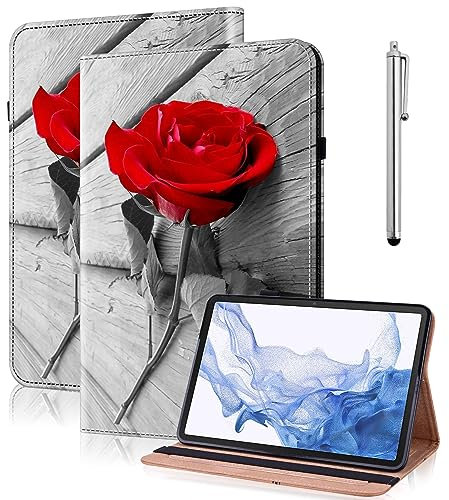 GLANDOTU Funda para Lenovo Tab P12 12.7 Pulgadas 2023 Con Soporte para Bolígrafo - Flip Wallet Cuero Rosa Roja
