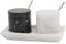 Radicaln Marble Salt Cellar with Lid Black and White Handmade Set of 2 Salt and Pepper Bowl Box with Marble Tray - Spice & Salt Storages for Kitchen Rack - Spices Container Set for Home