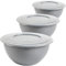 2friends Set di 3 ciotole con coperchio, 5 l, versatili, insalatiera e ciotola, PP senza BPA, colore: grigio chiaro, Ø 28 cm, produzione UE