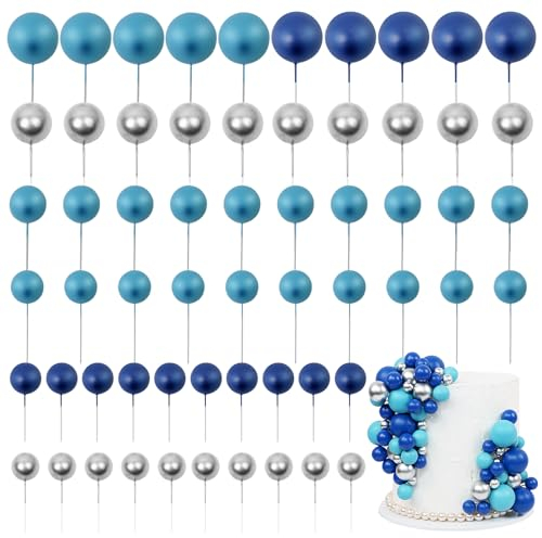 LARDUX 60 PCS Tortendeko Kugel - Backen Kuchen Dekorationen DIY Mini Ballon Cupcake Einsatz für Kinder Junge Geburtstag Party Baby Dusche Hochzeit - Marineblau
