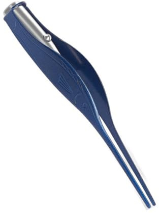 Pince à épiler avec lumière LED en acier inoxydable bleu pour oreilles de précision pour adultes et enfants