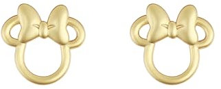 Disney Pendientes de tuerca chapados en oro de Minnie Mouse para niñas, talla única, Latón, No es una piedra preciosa