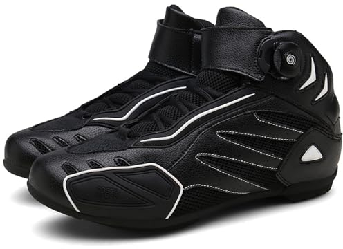 DJFOG Stivali da moto per uomo e donna, scarpe da moto leggere, stivali da moto da cross essenziali per la sicurezza del ciclista, regali per motociclisti,Nero,37
