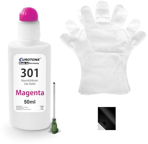 Eurotone HP-301 Nachfülltinte für Magenta fürHP Envy 4500 5530 4504 4502 Deskjet 2540 2544 2549 3050 Officejet 4630 4632 2620