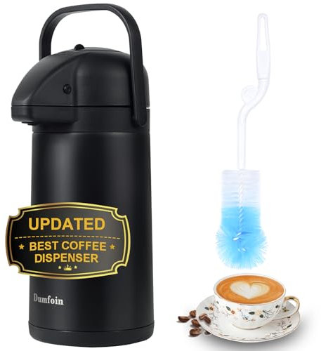 Distributore di caffè Airpot aggiornato con pompa, caraffa termica termica da 1,8 l, per mantenere l'acqua calda e fredda, bevande al cioccolato per feste e thermos in acciaio inox, grande bevanda
