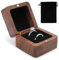 MIHURO Holz Ringbox Hochzeit, Verlobungsring Box, Kleine Rustikale Ringschatulle, Vintage Ringschatulle Mit Doppeltem Schlitz, Eiche Ring Box Mit Samtbeutel Für Verlobungen, Hochzeitszeremonien