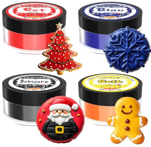 Lebensmittelfarbe Pulver Set - 4x5g Hohe Konzentration Lebensmittelfarbe für Fondant, Buttercreme, Lebendiges Lebensmittelfarbe Zum Backen Tortendeko, Ostereierfarbe, Macaron, Allerheiligen