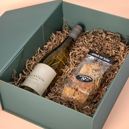 Weinbox Deutschland mit Bio Wein-Crackern- Premium Geschenkset mit Riesling aus der Pfalz, Perfekt für Weinliebhaber und besondere Anlässe