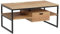 FineBuy Couchtisch 90x50x42 cm Akazie Massivholz Metall Sofatisch Rechteckig, Wohnzimmertisch Kaffeetisch Massiv mit Schublade, Tisch Wohnzimmer Modern Stauraum
