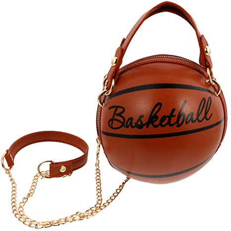 Basketball-förmige Umhängetasche,Basketball Shoulder Bag for Women, Football Tote BagsModische Pu-handtasche Für Damen Kleine Runde Schultertasche Für Freizeit Shopping Und Partys