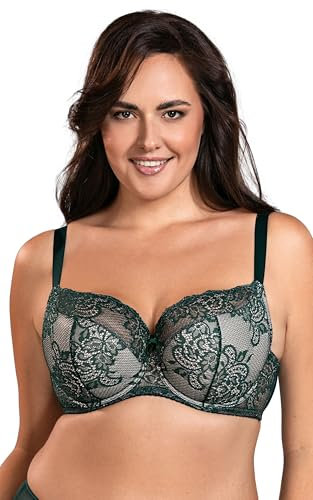 VIVISENCE BH Damen Mit Bügel Große Brüste Starker Halt Bequemer Alltagsstil 1045, Grün,75I