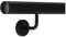 TIBU Pasamanos de aluminio negro 30-600 cm pasamanos de pared escalera soporte de acero inoxidable en ángulo, longitud 130 cm con 2 soportes y tapa ligeramente curvada