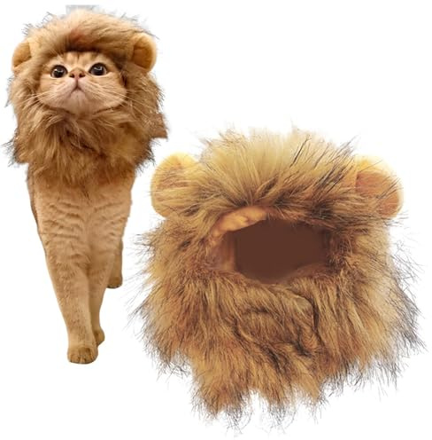 Löwe Kostüm für Katze - Löwe Perücke - Katze Kostüm Löwe Dicke Haar Mähne Perücke für Katzen und Hunde Party Foto Unterhaltung Cosplay