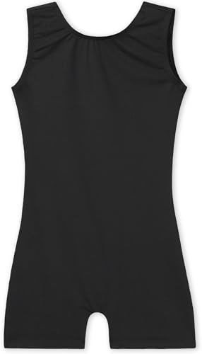 Leotard for Girls Gymnastics Size 7-8 Black Bodysuit One Piece Kid Biketard