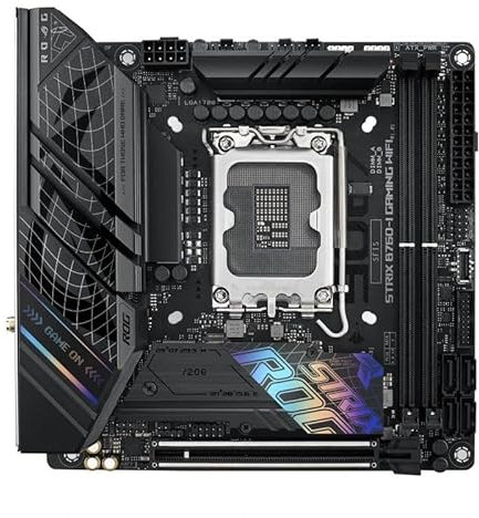 Carte mère mITX ROG Strix B760-I Gaming WiFi, Support WiFi, USB 3.2, DDR4, idéale pour Les Jeux et Les configurations compactes.